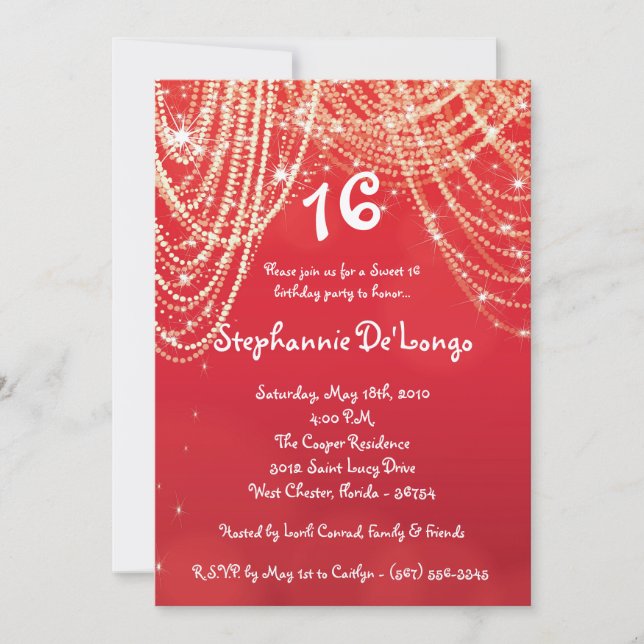 Invitación de cumpleaños 5 x 7 Glitz Glimmer Sweet (Anverso)