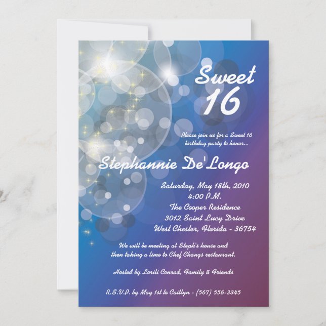 Invitación de cumpleaños 5 x 7 Glitz Glimmer Sweet (Anverso)