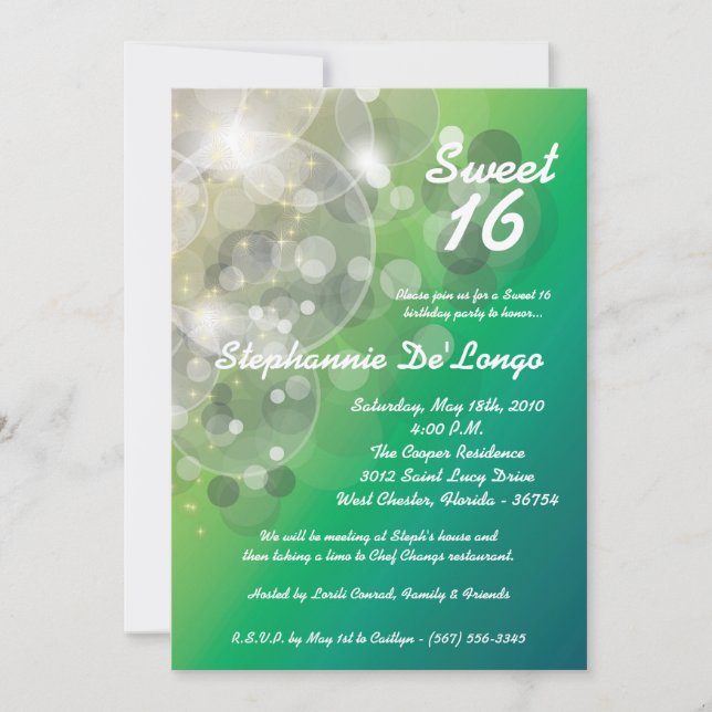 Invitación de cumpleaños 5 x 7 Glitz Glimmer Sweet (Anverso)