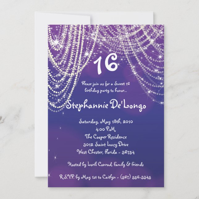 Invitación de cumpleaños 5 x 7 Glitz Glimmer Sweet (Anverso)