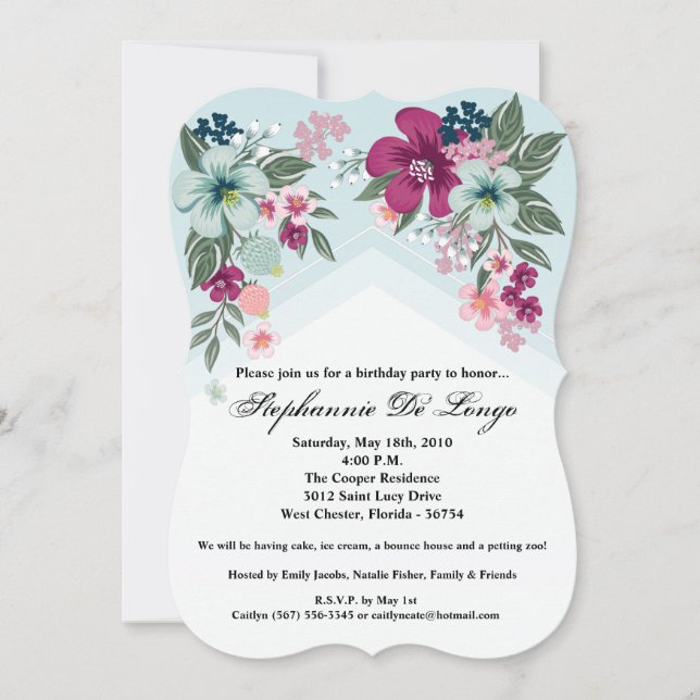 Invitación de cumpleaños 5x7 Flor tropical en Om a (Anverso)