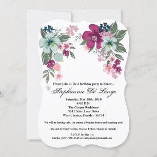 Invitación de Cumpleaños 5x7 Flor Tropical sobre B