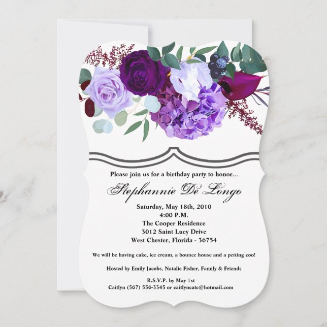 Invitación de cumpleaños 5x7 Lavender Hibiscus en  (Anverso)