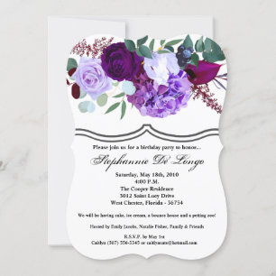 Invitación de cumpleaños 5x7 Lavender Hibiscus en
