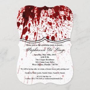 Invitación de cumpleaños 5x7 Splatter Vampiro ir