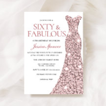Invitación de cumpleaños 60 a la Espuma de oro Ros