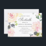 Invitación de cumpleaños 60 a la Floral Botánica E<br><div class="desc">Elegante Botánico Floral 60 Invitación a la fiesta de cumpleaños. Hermosa colección de Flores Rosadas Coincidiendo en Nicho y tienda Nest Diseño Cortesía de www.createthecut.com</div>