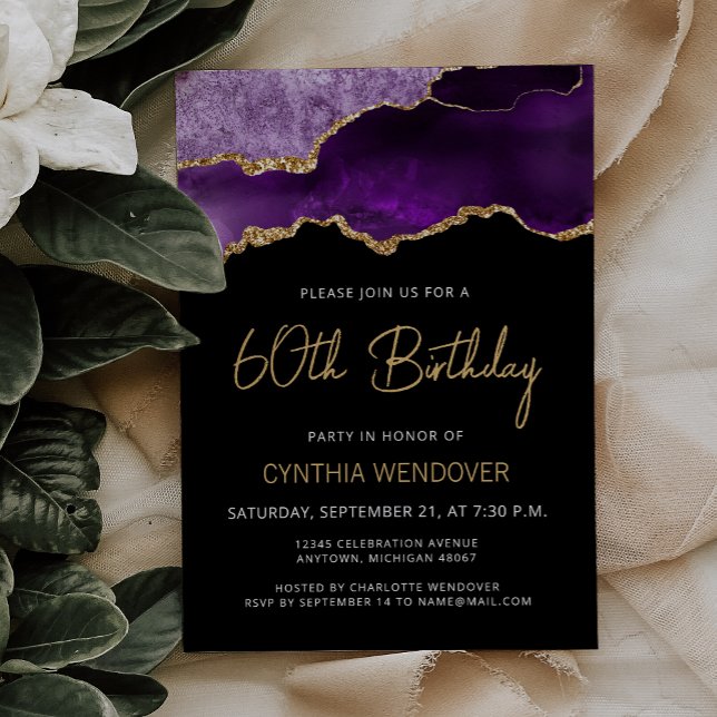 Invitación de cumpleaños 60 a la piedra ágata de o (Subido por el creador)
