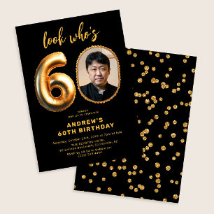 Invitación de cumpleaños 60 a quién miras Foto Cum