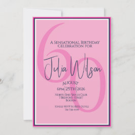 Invitación de cumpleaños 60 al estilo Coastal Pink