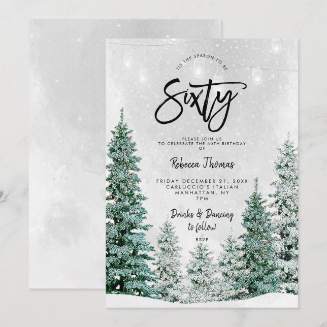 invitación de cumpleaños 60 árboles de invierno (Anverso / Reverso)