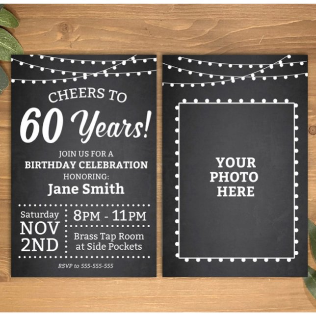 Invitación de cumpleaños 60 - Blanco y negro - Sal (Subido por el creador)