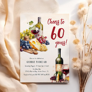 Invitación De Cumpleaños 60 Con Tabla De Queso Y V
