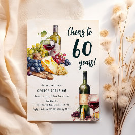 Invitación de Cumpleaños 60 con Tabla de Queso y V