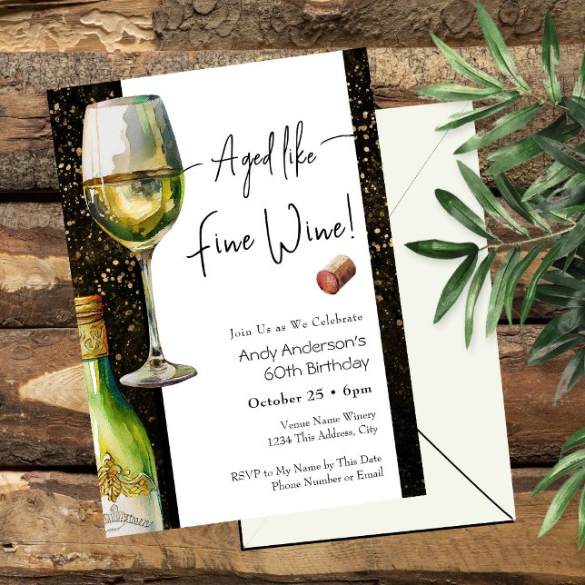 Invitación de cumpleaños 60 con vino fino añejo (Subido por el creador)