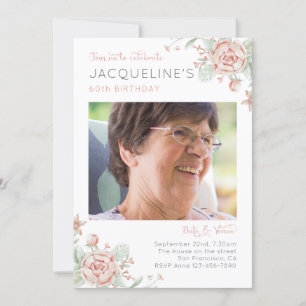 Invitación de cumpleaños 60 de floral femenina