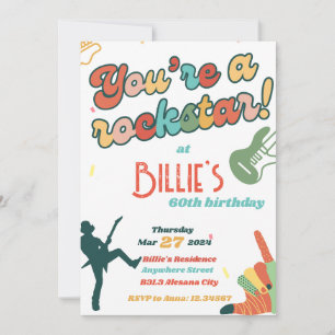 Invitación de cumpleaños 60 de Guitarra Rockstar 6
