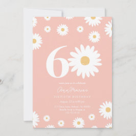Invitación de cumpleaños 60 de Pink Daisy