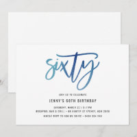 Invitación de cumpleaños 60 del Relieve metalizado
