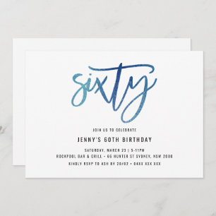 Invitación de cumpleaños 60 del Relieve metalizado