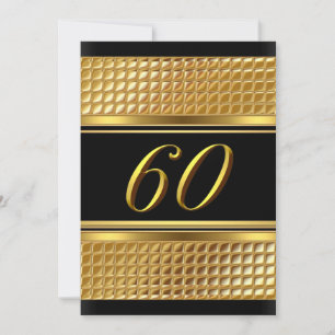 Invitación de cumpleaños 60 dorado y negro