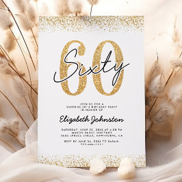 Invitación de cumpleaños 60 elegante con brillo do