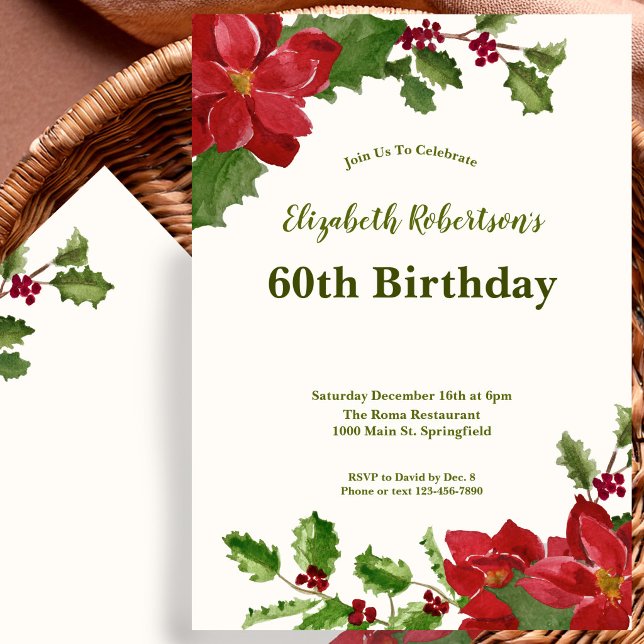 Invitación de cumpleaños 60 elegante con vegetació (Subido por el creador)