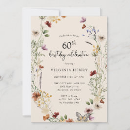 Invitación de cumpleaños 60 floral
