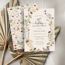 Invitación de cumpleaños 60 floral
