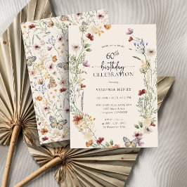 Invitación de cumpleaños 60 floral
