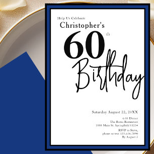 Invitación de cumpleaños 60 moderno elegante negro