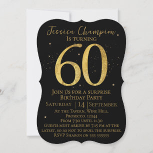 Invitación de cumpleaños 60 negro y dorado