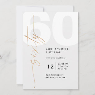 Invitación de cumpleaños 60 neutral oro