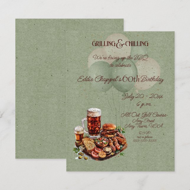 Invitación de cumpleaños 60 para Boil de cangrejos (Anverso / Reverso)