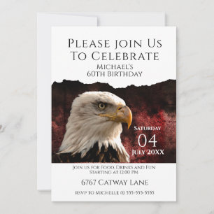 Invitación de cumpleaños 60 Patriótico Águila Calv