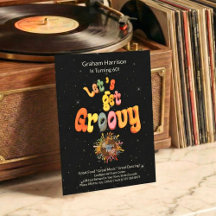 Invitación de cumpleaños 60 Retro Groovy