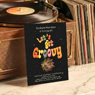 Invitación de cumpleaños 60 Retro Groovy