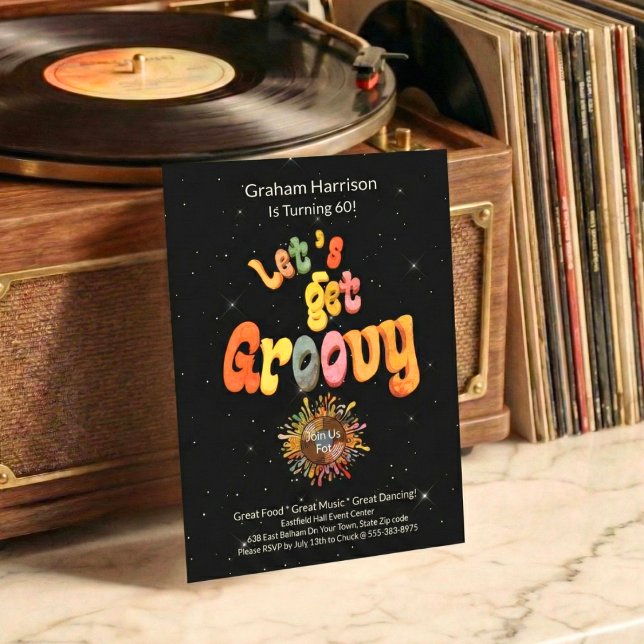 Invitación de cumpleaños 60 Retro Groovy (Subido por el creador)