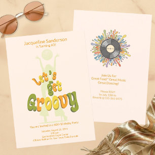Invitación de cumpleaños 60 Retro Groovy