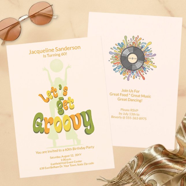 Invitación de cumpleaños 60 Retro Groovy (Subido por el creador)
