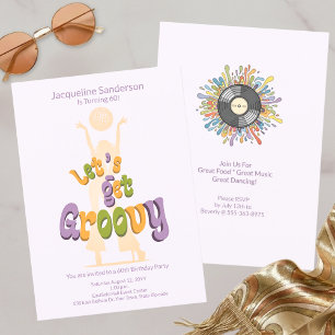 Invitación de cumpleaños 60 Retro Groovy