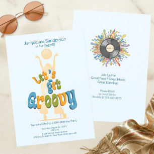 Invitación de cumpleaños 60 Retro Groovy