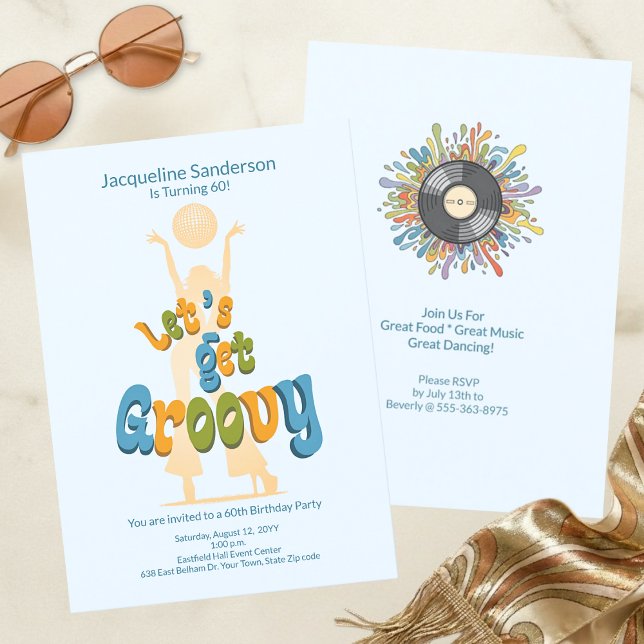 Invitación de cumpleaños 60 Retro Groovy (Subido por el creador)