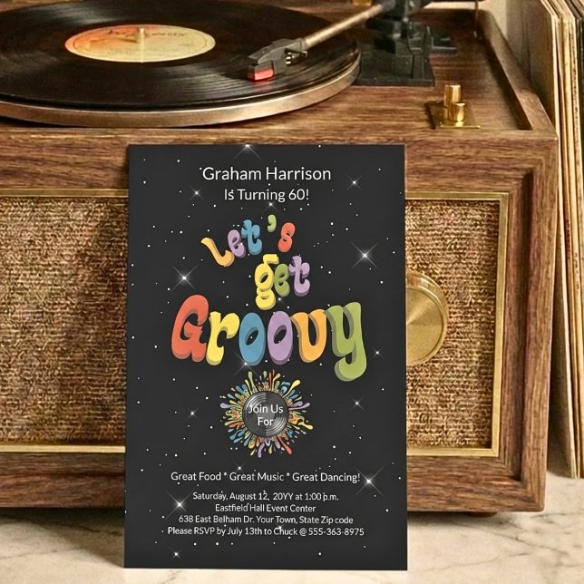 Invitación de cumpleaños 60 Retro Groovy (Subido por el creador)