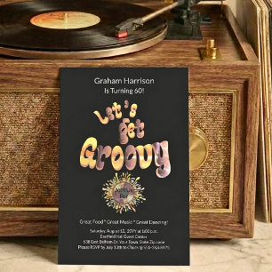 Invitación de cumpleaños 60 Retro Groovy