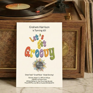 Invitación de cumpleaños 60 Retro Groovy