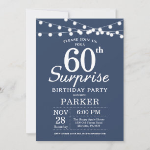 Invitación de cumpleaños 60 sorpresa azul