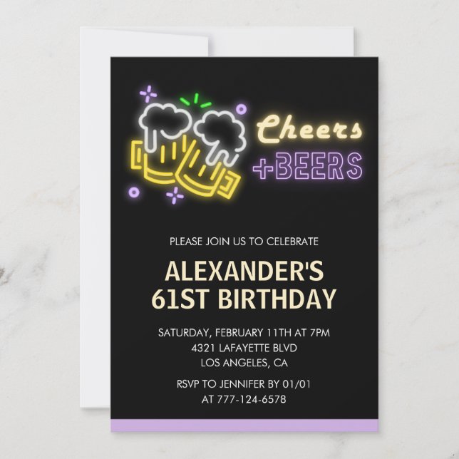 Invitación de cumpleaños 61 de la cerveza verde ne (Anverso)