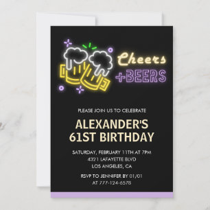 Invitación de cumpleaños 61 para cerveza adulta ve