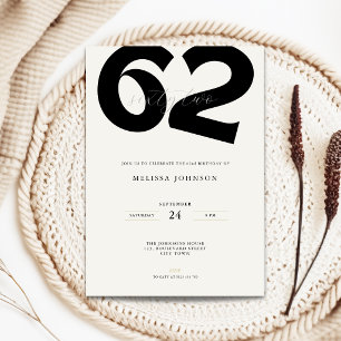 Invitación de cumpleaños 62 mínima - Tipografía Ne